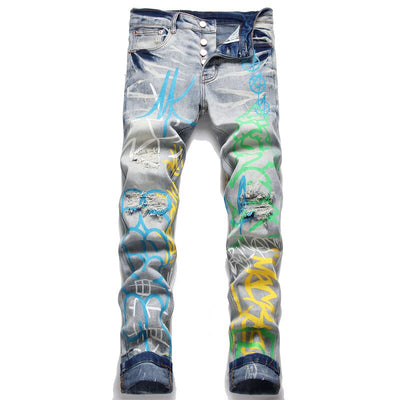 Men's Unique Fashion Print Jeans