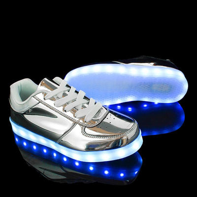 LED Glow Fashion Gold/Silver Low Tops With 8 LED Color Options Included!  USB Rechargeable! - TrendSettingFashions