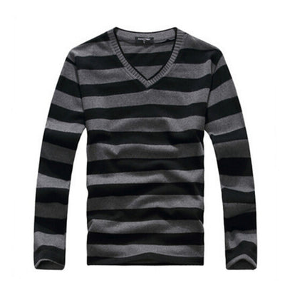 Men's Striped V Neck Sweater - TrendSettingFashions