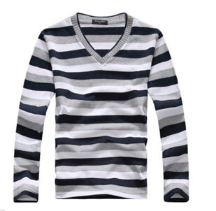 Men's Striped V Neck Sweater - TrendSettingFashions 