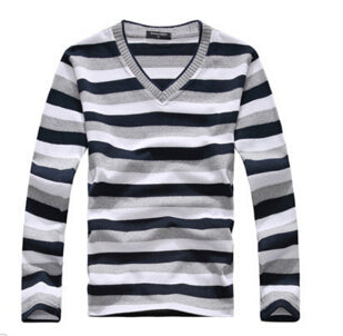 Men's Striped V Neck Sweater - TrendSettingFashions