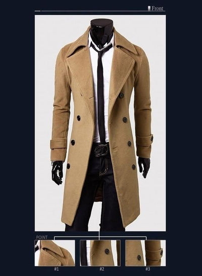 Men's Double Breasted Wool Coat - TrendSettingFashions