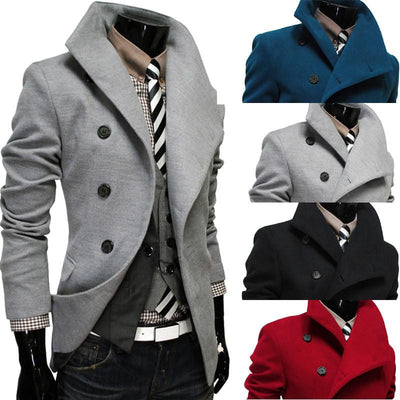 Men's Single Breasted Wool Coat - TrendSettingFashions