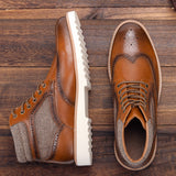 Men's Fashion Brogue Leather Boots! (Up To Size 13) - TrendSettingFashions