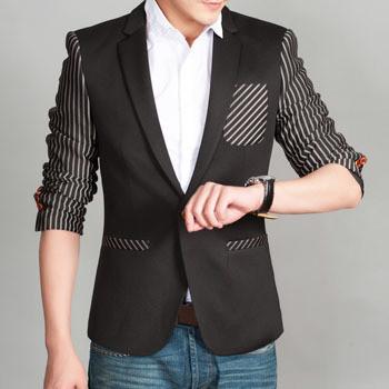 Men's Unique Stripe Blazer With Pocket Feature - TrendSettingFashions