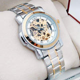 Men's Dressy Silver/Gold Trim Watch - TrendSettingFashions 