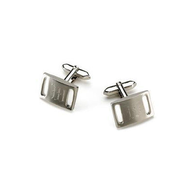 Brushed Silver Slotted Silver Cuff Links - TrendSettingFashions 