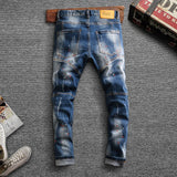 Men's Faded Denim Ripped Pants - TrendSettingFashions