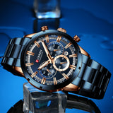 Men's Blue Dial Stainless Steel Watch