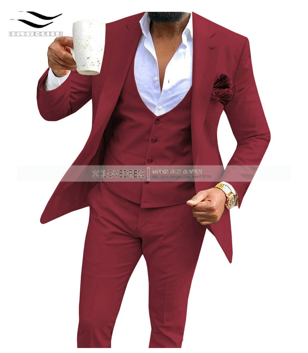 Men's 3 Pieces Suit Business Notch Lapel (Blazer+Vest+Pants) - TrendSettingFashions