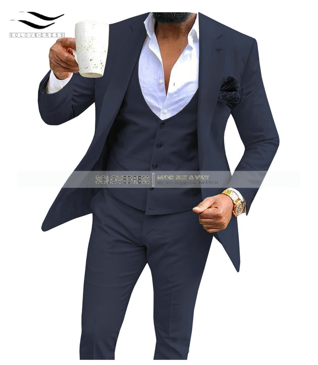 Men's 3 Pieces Suit Business Notch Lapel (Blazer+Vest+Pants) - TrendSettingFashions