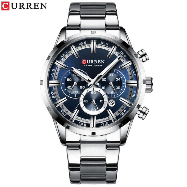 Men's Blue Dial Stainless Steel Watch