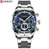 Men's Blue Dial Stainless Steel Watch