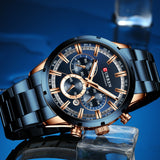 Men's Blue Dial Stainless Steel Watch