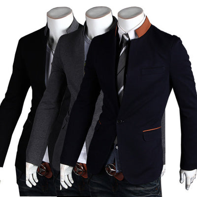 Men's Casual Suit Jacket, Colored Collar - TrendSettingFashions