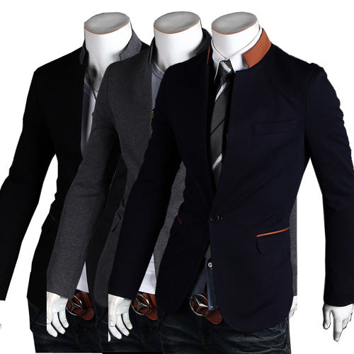 Men's Casual Suit Jacket, Colored Collar - TrendSettingFashions 
