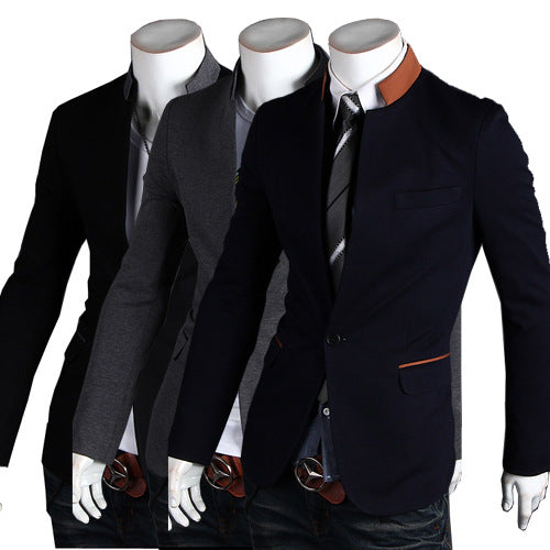 Men's Casual Suit Jacket, Colored Collar - TrendSettingFashions