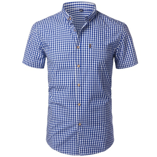 Men's Plaid Summer Short Sleeve Button Down - TrendSettingFashions