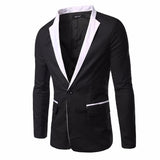 Men's Casual Black and White Suit Jacket - TrendSettingFashions