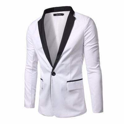 Men's Casual Black and White Suit Jacket - TrendSettingFashions