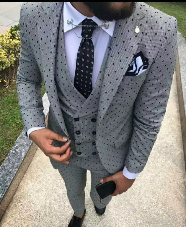 Men's 3 Piece Fashion Dot Suit - TrendSettingFashions