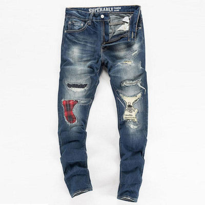 Fashion Mens Patch Jeans - TrendSettingFashions 