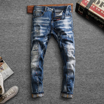 Men's Faded Denim Ripped Pants - TrendSettingFashions