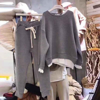 Women's Two Piece Set O Neck Loose Sweatshirts