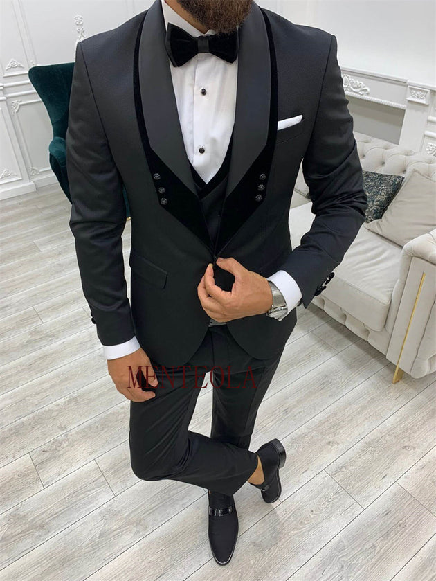 Men's 3 Piece Double Breasted Suit Up To 5XL