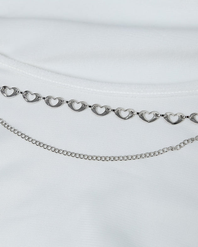Women's Sexy Chain Design Long Sleeve Bodysuit Romper