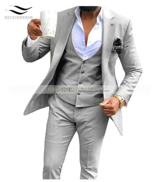 Men's 3 Pieces Suit Business Notch Lapel (Blazer+Vest+Pants) - TrendSettingFashions