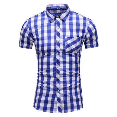 Men's casual classic plaid short sleeve shirt(Up To 7XL) - TrendSettingFashions