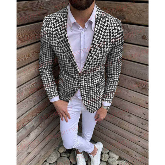 Stylish Houndstooth Men's 2PC Suit - TrendSettingFashions