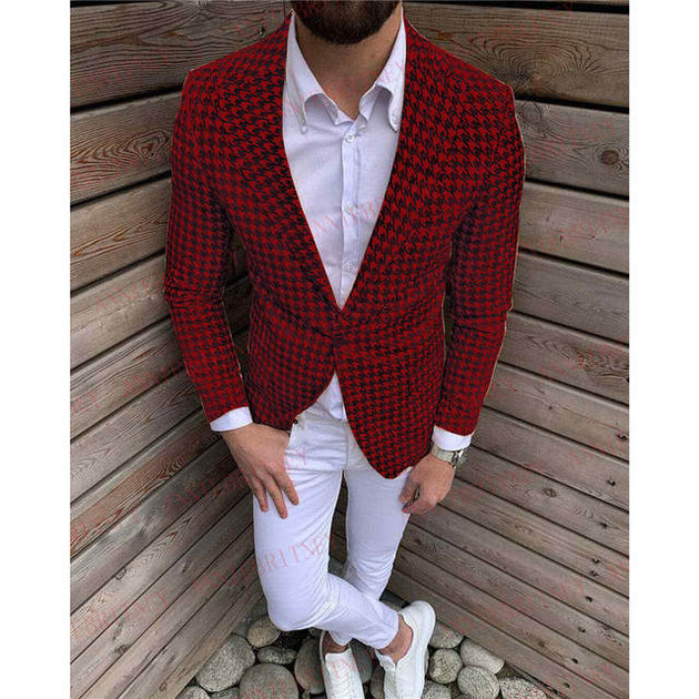 Stylish Houndstooth Men's 2PC Suit - TrendSettingFashions