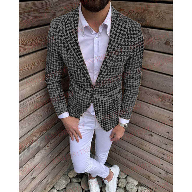Stylish Houndstooth Men's 2PC Suit - TrendSettingFashions