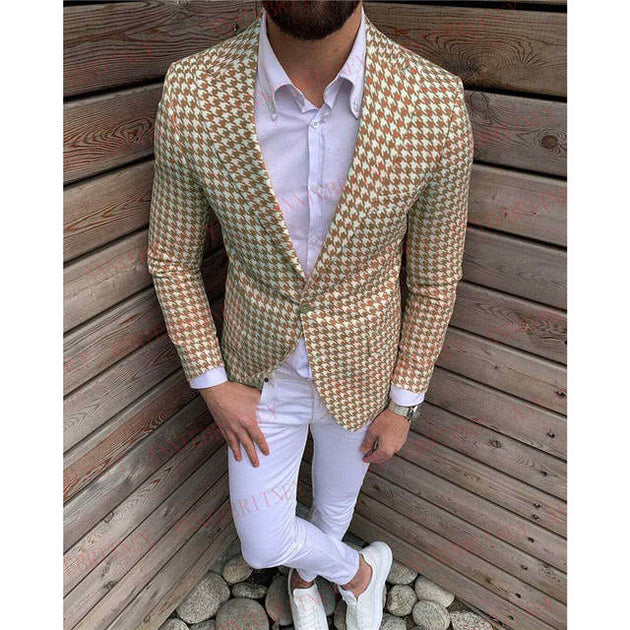 Stylish Houndstooth Men's 2PC Suit - TrendSettingFashions