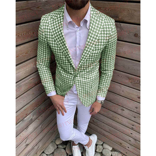 Stylish Houndstooth Men's 2PC Suit - TrendSettingFashions