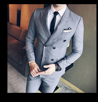 Men's Double Breasted 3 Piece Suit In 3 Colors Up To Size 3XL - TrendSettingFashions