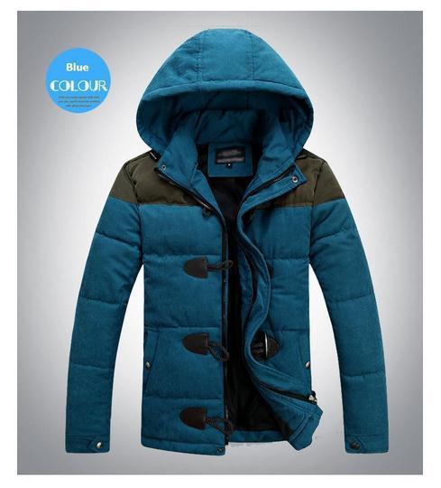 Men's OX Horn Button Thick Cotton Hooded Jacket - TrendSettingFashions