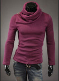 Men's High Collar Button Sweater - TrendSettingFashions