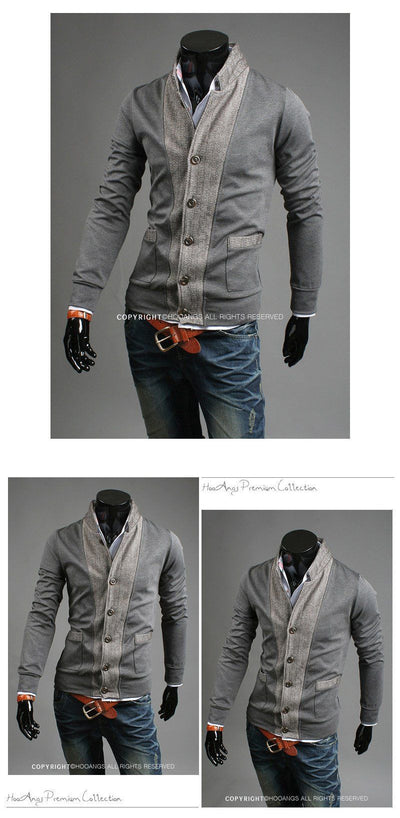 Men's Multi Button High Collar Jacket - TrendSettingFashions