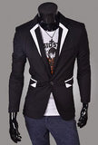 Men's Jacket with Matching Collar, Colored Trim - TrendSettingFashions