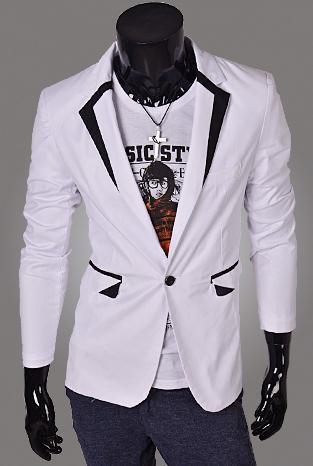 Men's Jacket with Matching Collar, Colored Trim - TrendSettingFashions