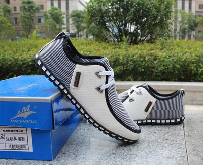 Men's Fashion Striped Breathable Lace-Up In 4 Colors Up To Size 13 - TrendSettingFashions