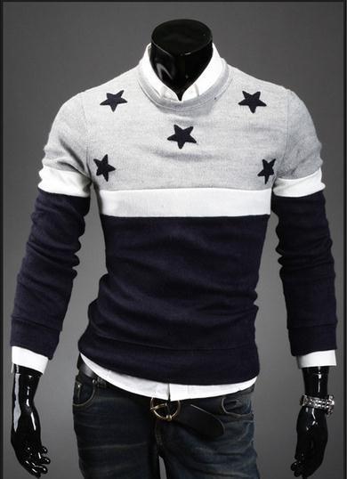 Men's Round Collar Star Sweater - TrendSettingFashions