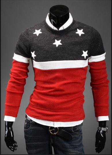Men's Round Collar Star Sweater - TrendSettingFashions