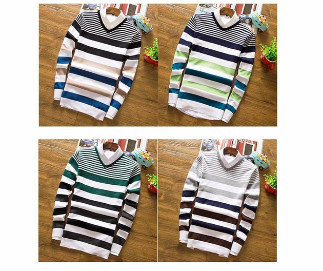 Men's V-Neck Long Sleeved Sweater - TrendSettingFashions