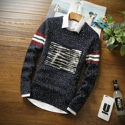 Men's Fashion Patchwork Sweater - TrendSettingFashions 