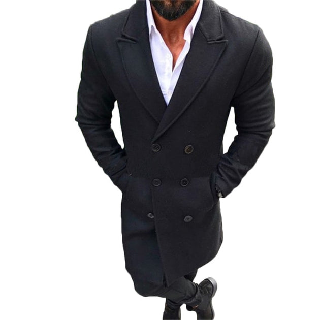 Men's Fashion Turn-down Collar Pea Coat Up To 3XL - TrendSettingFashions 