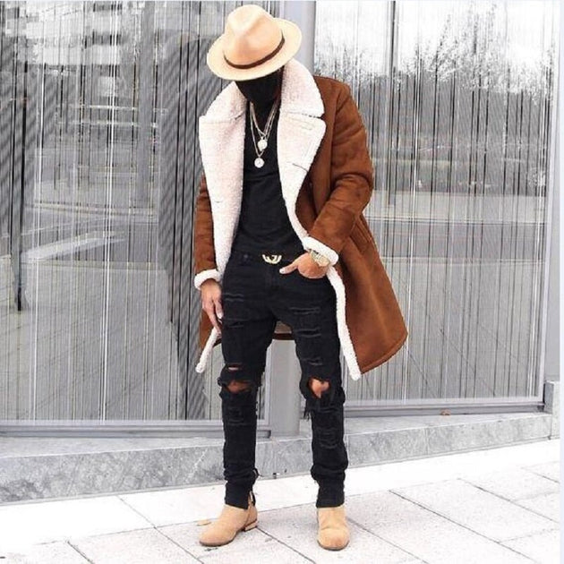 Men's Winter Long Wool Coat Up To 3XL - TrendSettingFashions